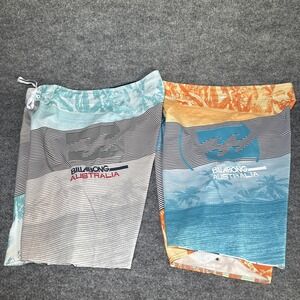 Lot 2 Billabong Australia PX4 Hydro Stretch Board Shorts Men‎ 38 Striped Palms